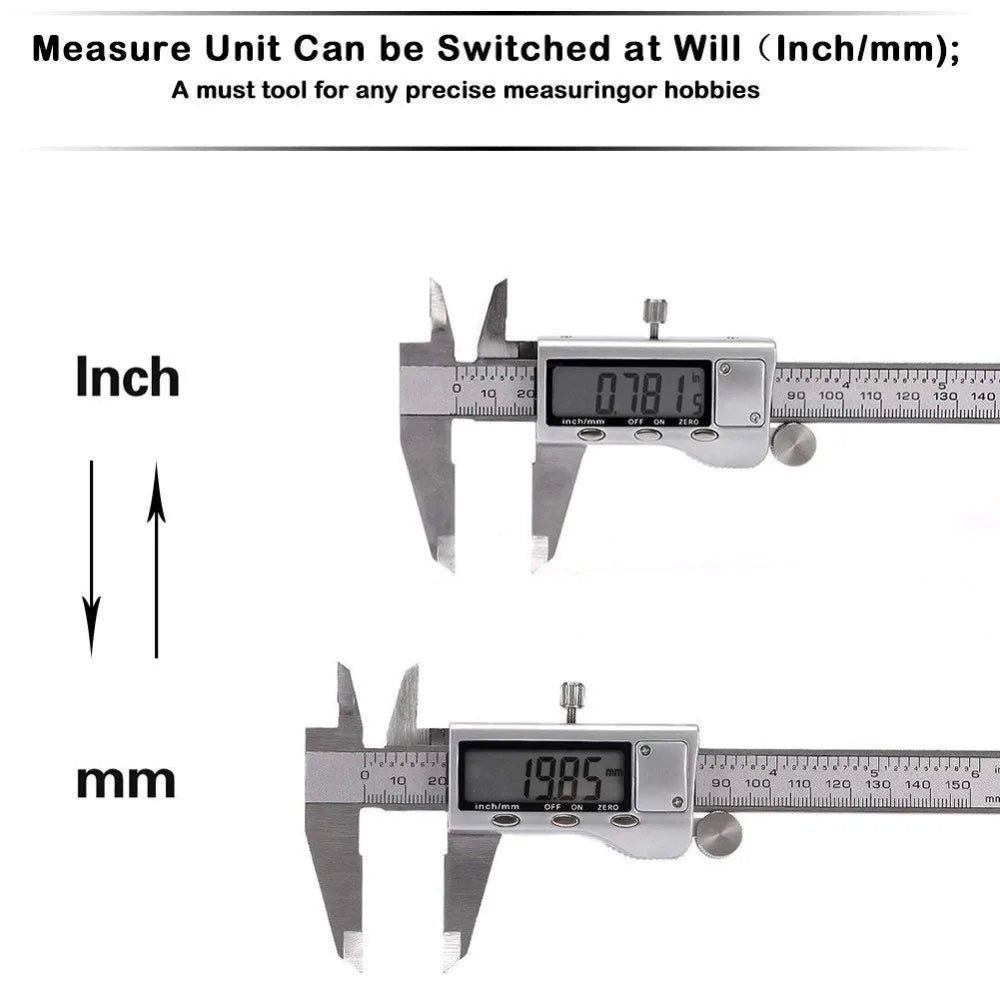 ESPLB Stainless Steel Caliper Electronic LCD Digital Vernier Scale Caliper 6 inch 6'' 150mm Measuring Tool Calipers