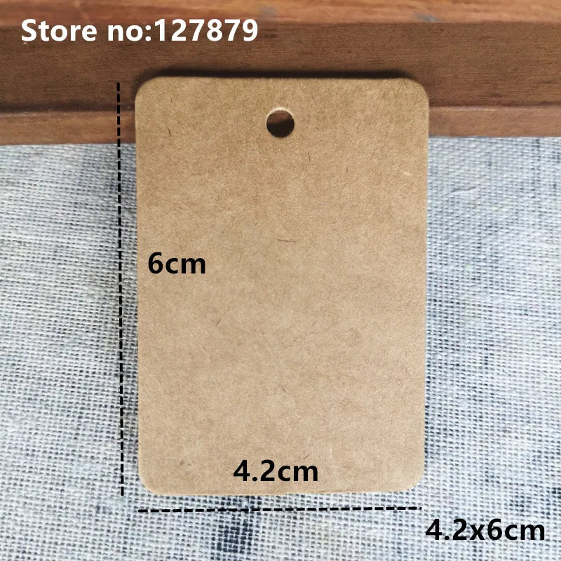 100PCS Multi Sizes Kraft Paper Labels DIY Crafts Packaging Blank Hang Tag Gift Wedding/Birthday Party Candy Boxes Price Tags