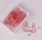 10pcs/lot Pink Series Kawaii Animal Cat Heart Shape Paper Clip Metal Bookmark Decorative Memo Clips Stationery