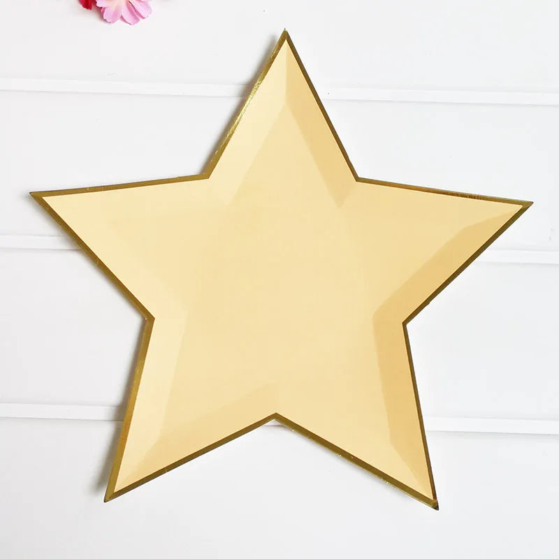 8Pcs Star Paper Plates Party Decoration Disposable Tableware for Dinner Cakes Birthday Wedding Party Supplies