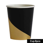 Black Series Gold Blocking Disposable Tableware Party Paper Plates Napkins Cups Straws Birthday Party Wedding New Year Decor