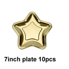 10Pcs Five Pointed Star Paper Plate Gold Silver Color Disposable Tableware Baby Shower Birthday Wedding Christmas Party Supplies