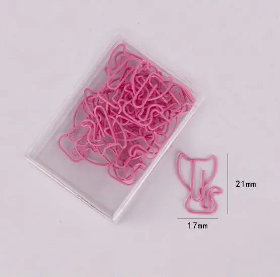 10pcs/lot Pink Series Kawaii Animal Cat Heart Shape Paper Clip Metal Bookmark Decorative Memo Clips Stationery