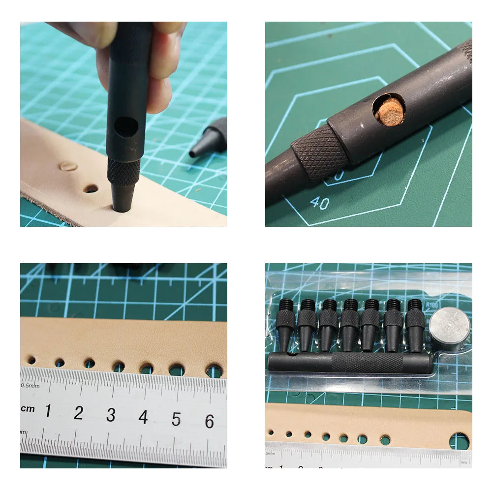 QJH Leather Hole Punch Removable Round Belt Punch Hole Screw Punch Leather Tools 2.0/2.5/3.0/3.5/4.0/4.5/5.0mm