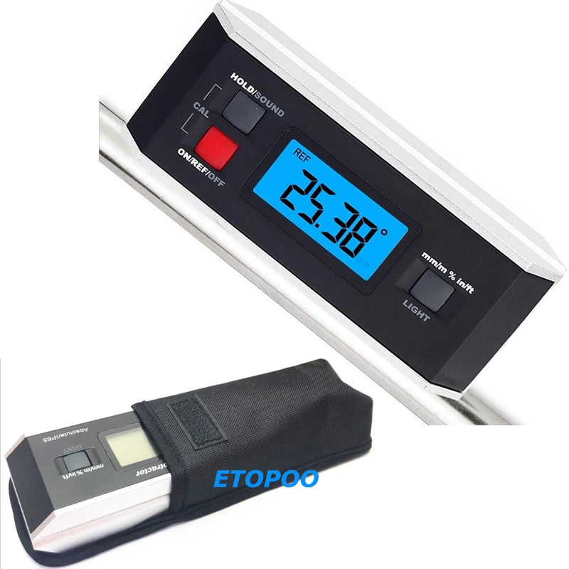IP65 Digital LCD Protractor Angle Finder Level Inclinometer Magnetic V-Groove 0~360 Degree Inclinometer Level Box with Magnet