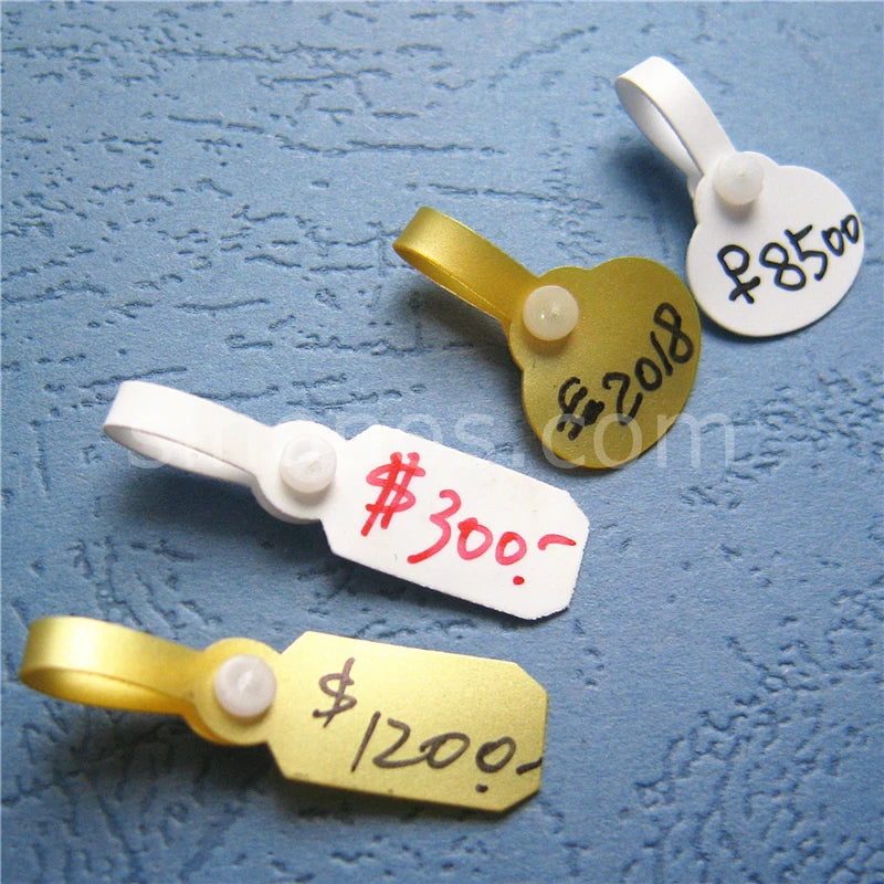 Jewelry Price Tag White PVC Snap Lock, gift packaging label plastic DIY vinyl button fastener bracelet earrings handy ring tags