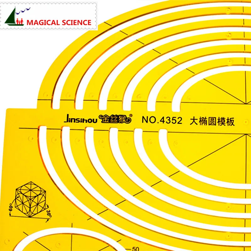 Large oval template big ellipse drawing ruler plastic Semi-elliptical templates for students Flexible JSH4352