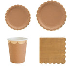 Kraft Paper Themed Party Disposable Tableware Set Paper Plates Cups Straw Napkins Party Birthday Wedding Carnival Supplies Decor