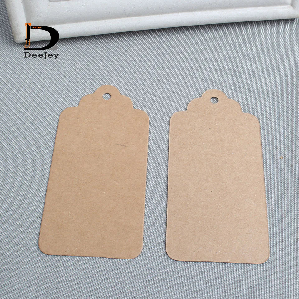 Wholesale 500pcs 4.5x9cm Blank price tag Kraft paper Gift tag with hemp cords DIY brown paper kraft label paper TAGGING