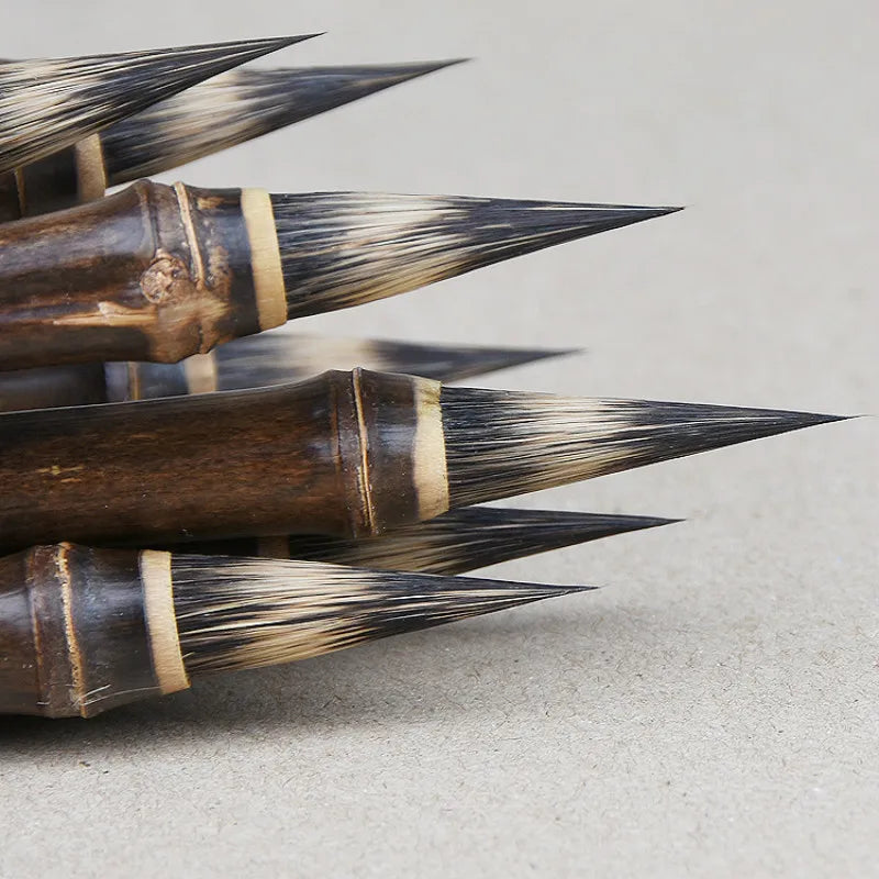 Luxurious Rabbit Mixed Hair Chinese Calligraphy Brush Pen Ancient Bamboo Small Regular Script Writing Drawing Brush Stationery
