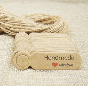 5*1.3cm cute shape kraft paper blank price label tag 100pcs +100pcs hemp string for production price tag description