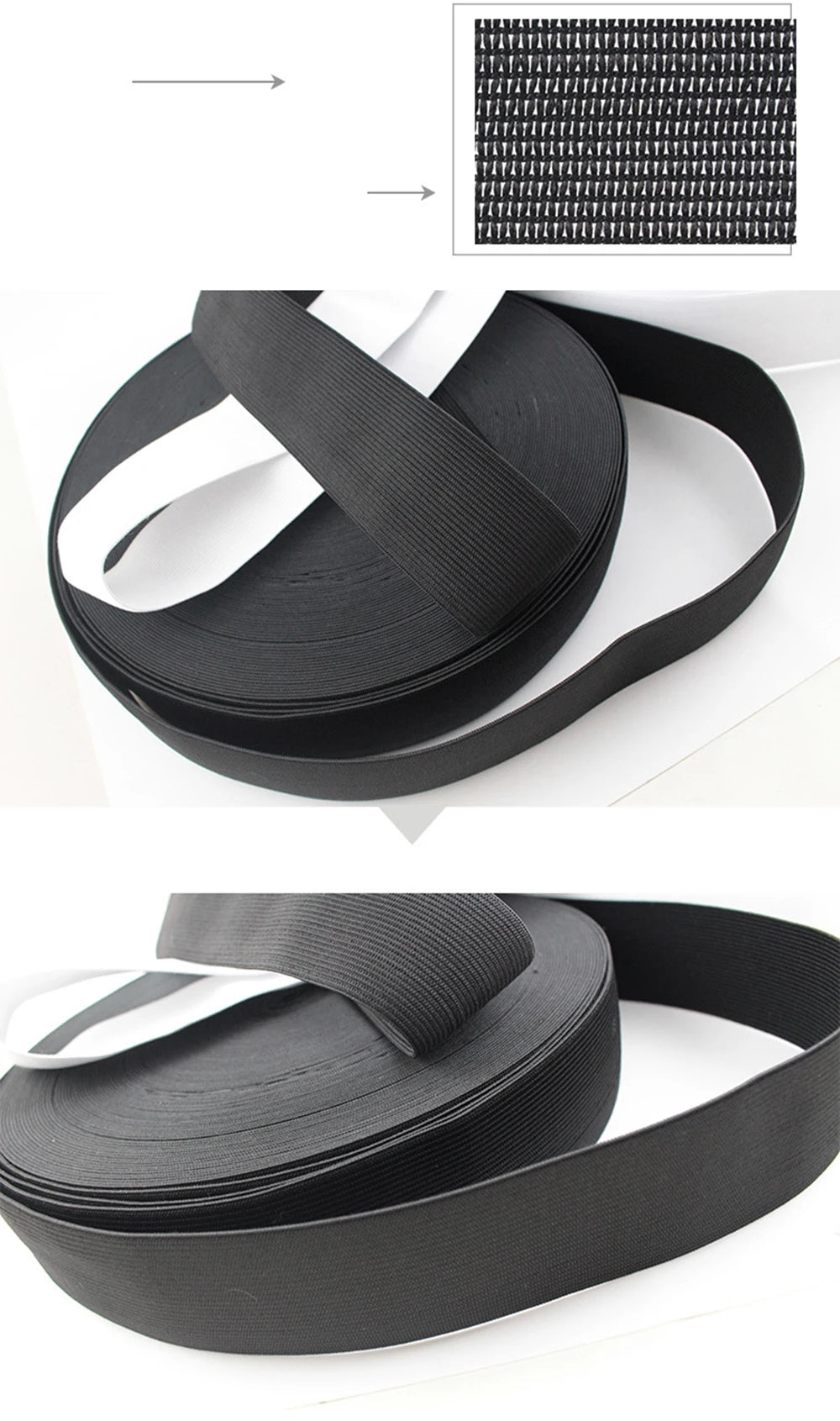 5Meter 15/20/25/30/35/40/50/60MM Elastic Band Sewing Clothing Accessories Nylon Elastic Rubber Band Garment Sewing Black White