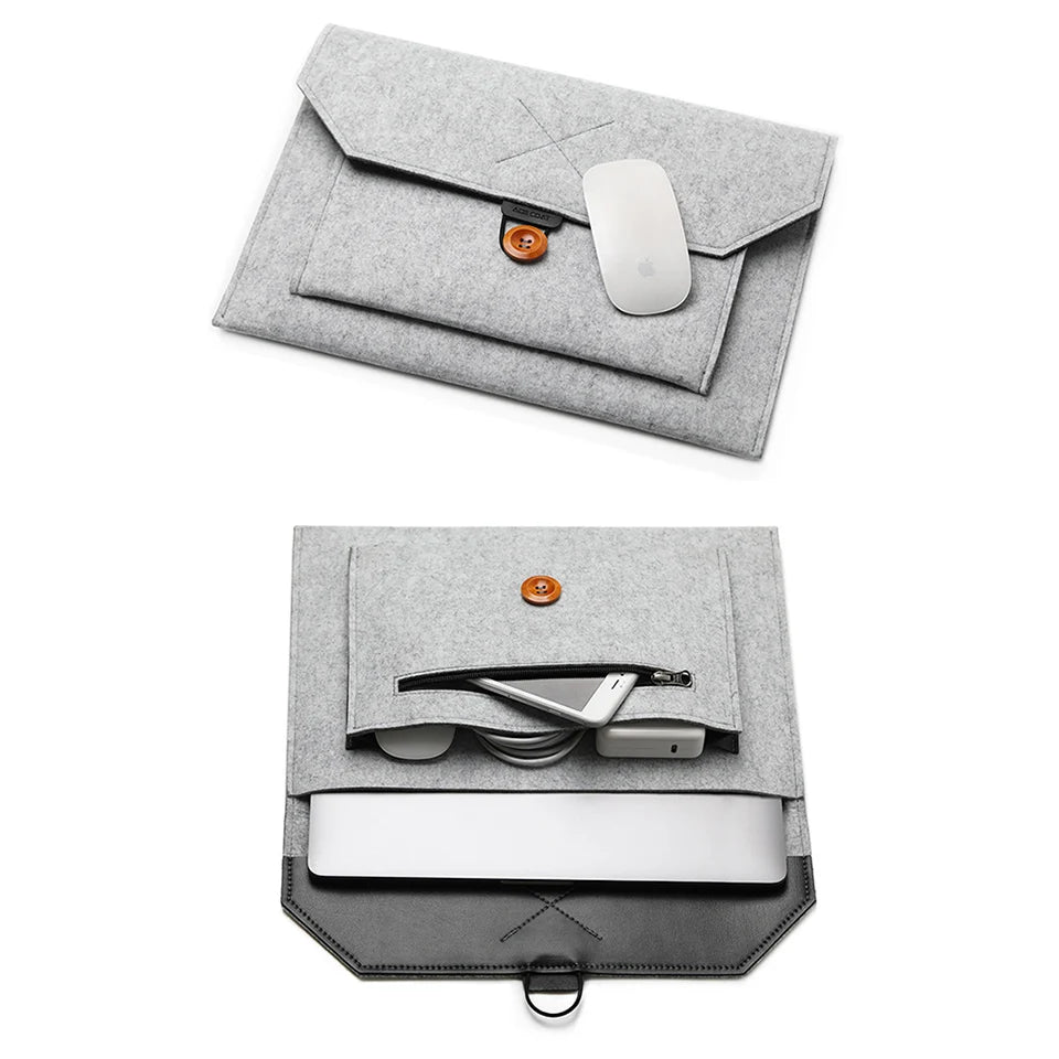 11.6/13/14/15"Laptop Sleeve Felt Ultralight Notebook Tablet Pad Case Multi-pocket Pouch Bag Briefcases for Apple Macbook/ Asus