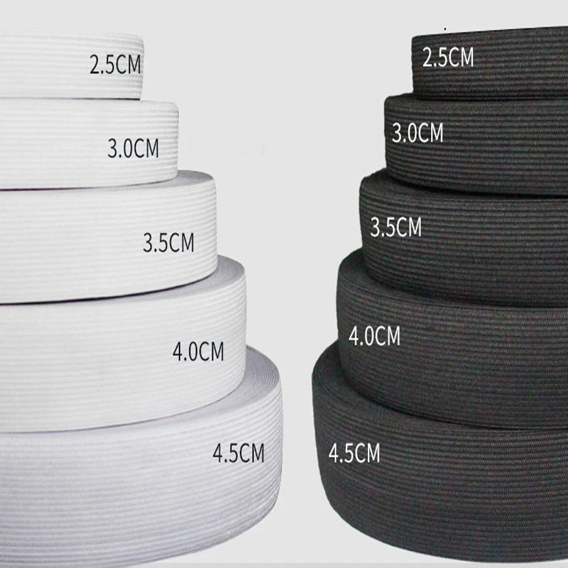 5Meter 15/20/25/30/35/40/50/60MM Elastic Band Sewing Clothing Accessories Nylon Elastic Rubber Band Garment Sewing Black White