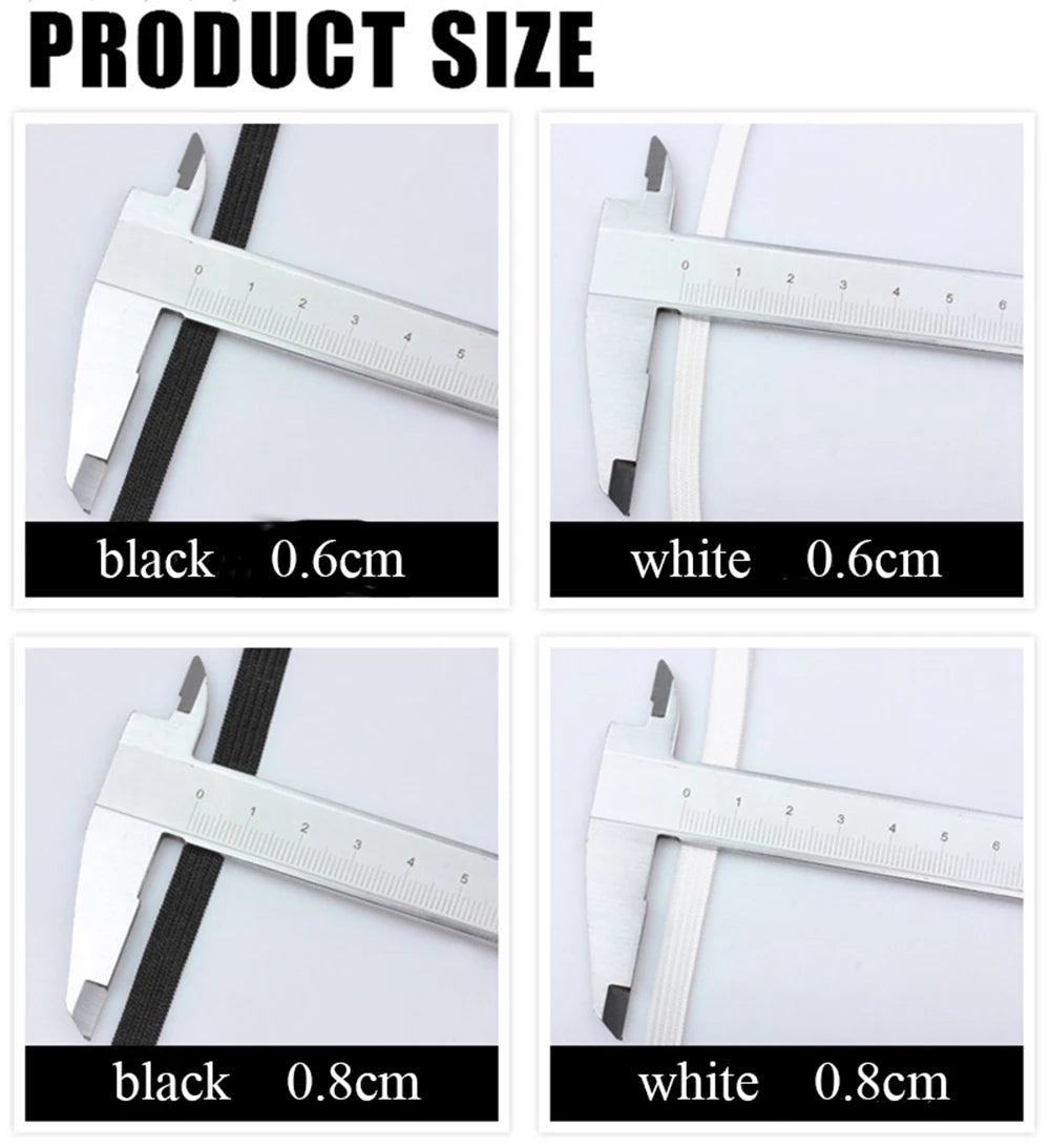 5Meter 15/20/25/30/35/40/50/60MM Elastic Band Sewing Clothing Accessories Nylon Elastic Rubber Band Garment Sewing Black White