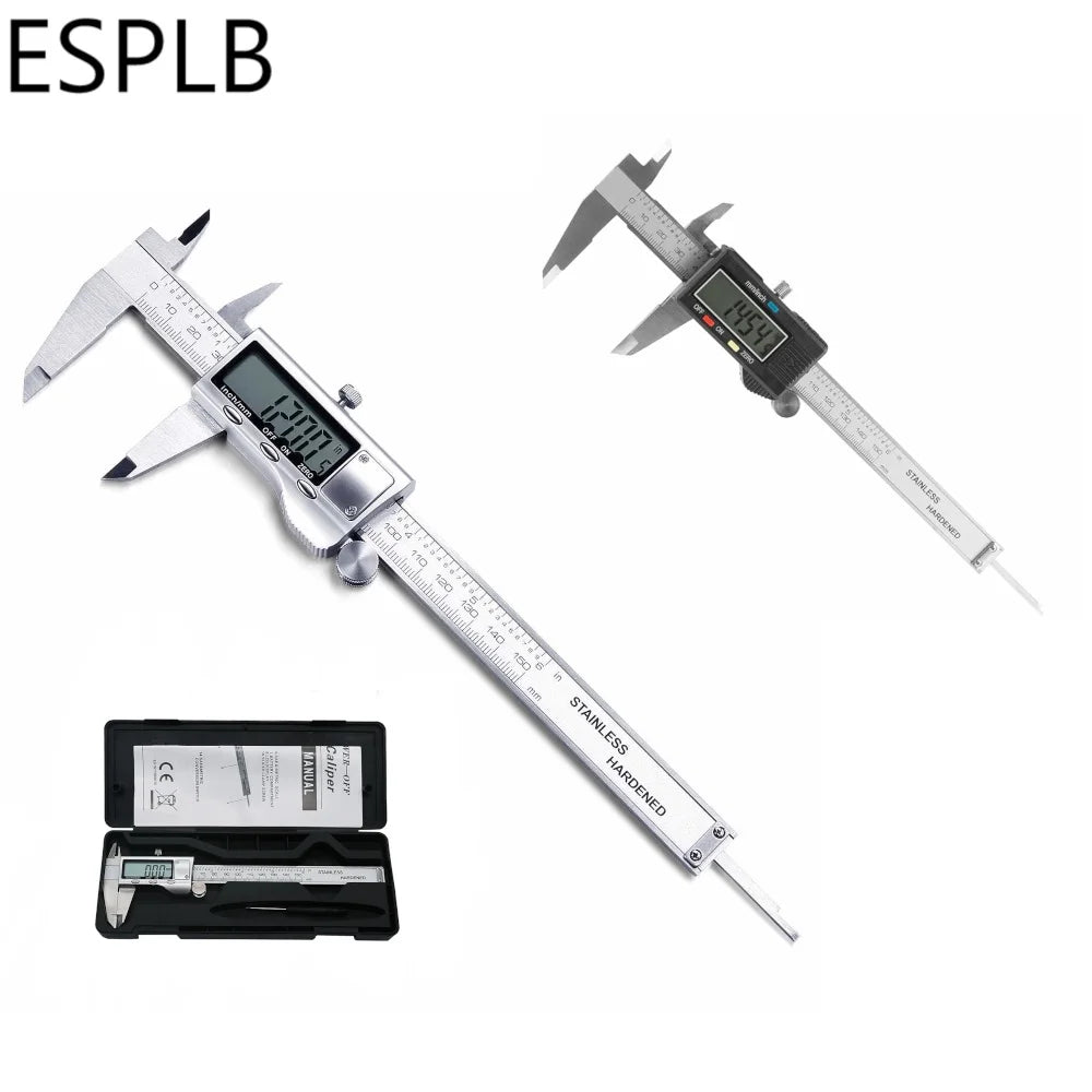 ESPLB Stainless Steel Caliper Electronic LCD Digital Vernier Scale Caliper 6 inch 6'' 150mm Measuring Tool Calipers