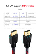 Shuliancable HDMI Cable 2.0 4K 60Hz Cable 1m 2m 3m 5m 10m 15m 20m Splitter Switcher HD TV Laptop PS4 Computer Xbox