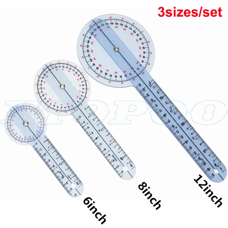 6pcs/set 5pcs 3pcs/set Protractors Multi-Ruler Spinal Finger Goniometer Angle Medical Spinal Ruler 180/360 Degree Measuring Tool