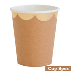 Kraft Paper Themed Party Disposable Tableware Set Paper Plates Cups Straw Napkins Party Birthday Wedding Carnival Supplies Decor