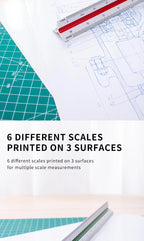 DELI Triangular Scale Ruler Drafting Tool for Architects Engineers and Students, Technical Drawing Ruler Stationery Supplies