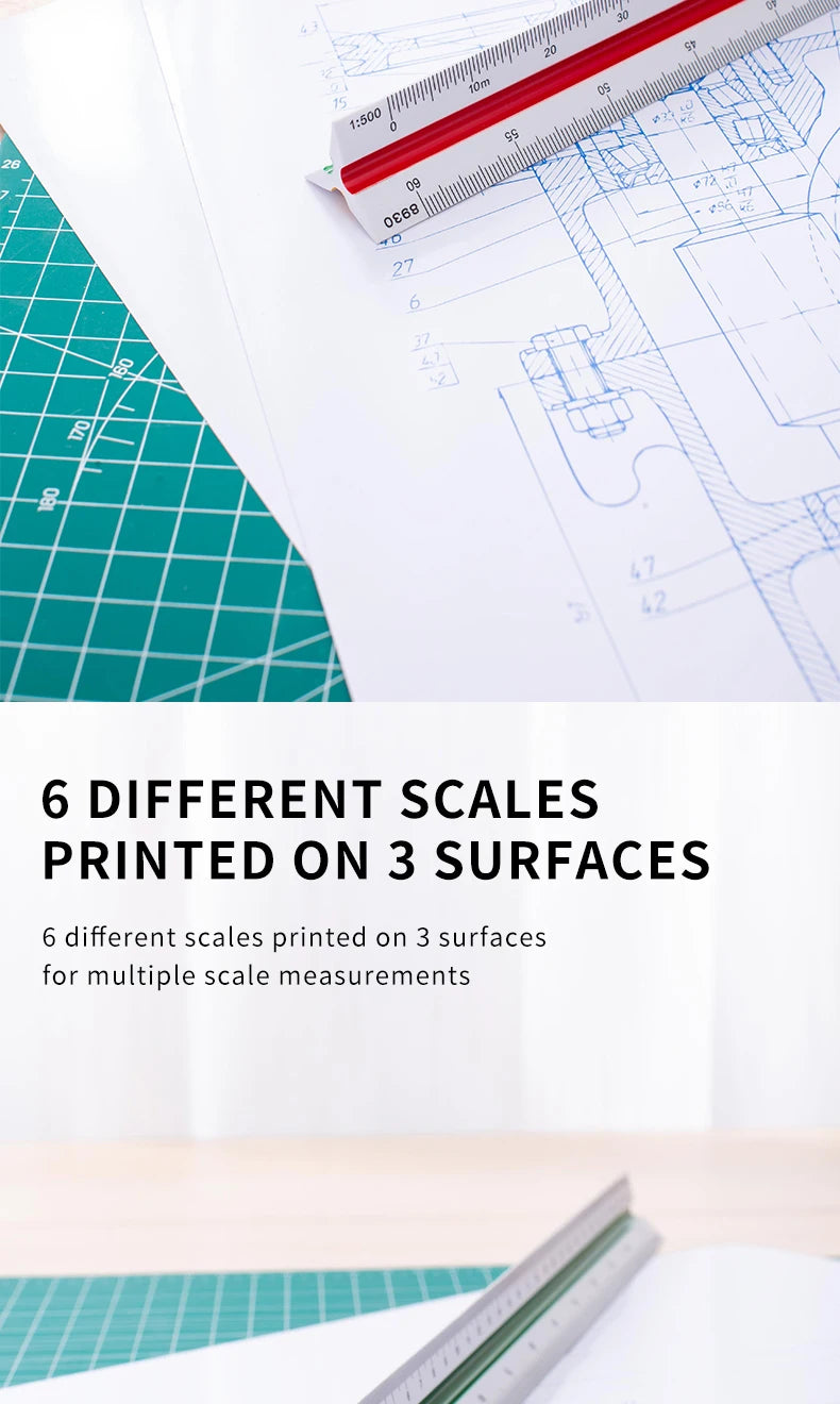 DELI Triangular Scale Ruler Drafting Tool for Architects Engineers and Students, Technical Drawing Ruler Stationery Supplies