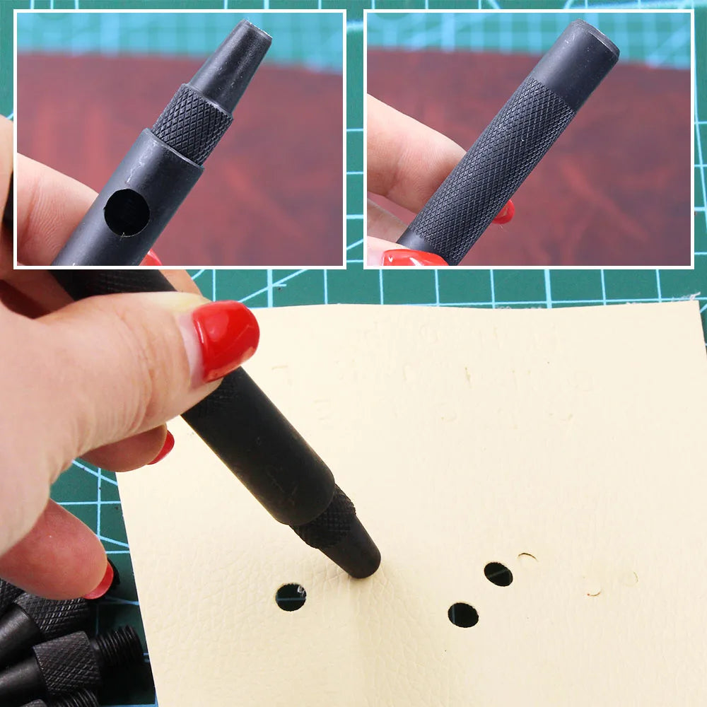 QJH Leather Hole Punch Removable Round Belt Punch Hole Screw Punch Leather Tools 2.0/2.5/3.0/3.5/4.0/4.5/5.0mm