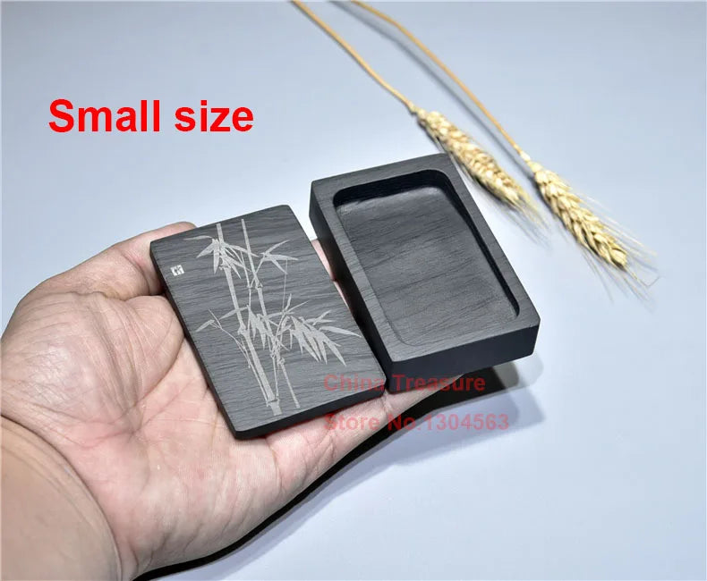 Chinese Inkstone Rectangle Calligraphy Ink stone student Ink Well with cover Inkwell Grinding Made of Natural stone Ink-well