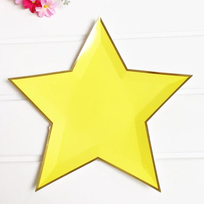 8Pcs Star Paper Plates Party Decoration Disposable Tableware for Dinner Cakes Birthday Wedding Party Supplies