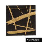 Black Series Gold Blocking Disposable Tableware Party Paper Plates Napkins Cups Straws Birthday Party Wedding New Year Decor