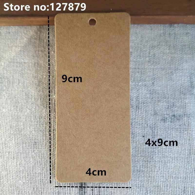100PCS Multi Sizes Kraft Paper Labels DIY Crafts Packaging Blank Hang Tag Gift Wedding/Birthday Party Candy Boxes Price Tags