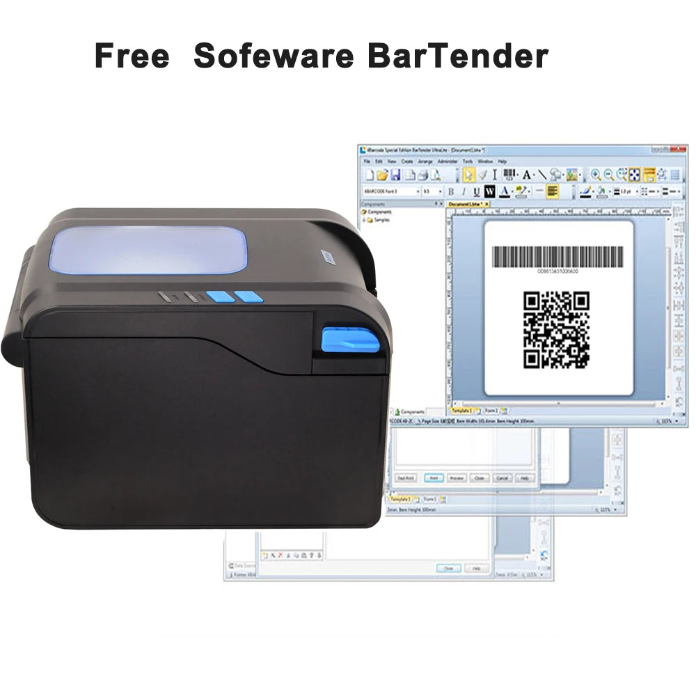 Xprinter 80mm Thermal Label Printer 2,3 Inch Barcode Sticker Printer Bluetooth Receipt Printer LAN/Bluetooth/USB