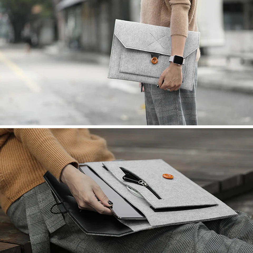 11.6/13/14/15"Laptop Sleeve Felt Ultralight Notebook Tablet Pad Case Multi-pocket Pouch Bag Briefcases for Apple Macbook/ Asus