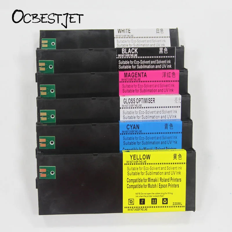 ECO UV Ink Cartridge Full With 220ML UV Ink For Roland LEF-300 LEF-20 LEF-12 LEJ-640 LEC-540 LEC-330 (7 Colors Are Available)