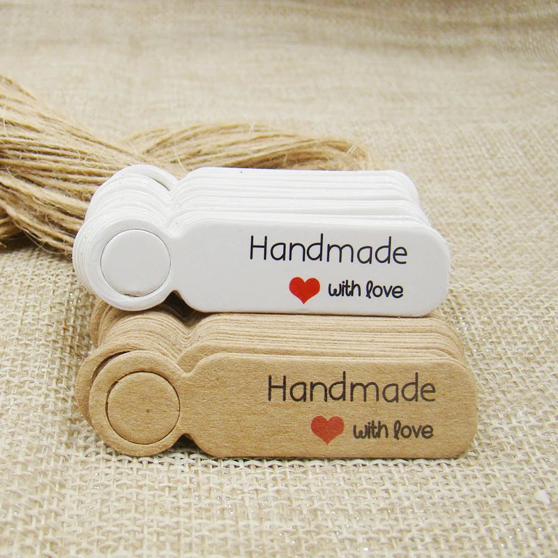 5*1.3cm cute shape kraft paper blank price label tag 100pcs +100pcs hemp string for production price tag description