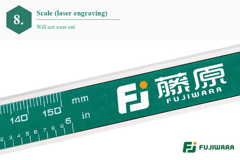 FUJIWARA Digital Display Stainless Steel Calipers 0-150mm 1/64 Fraction/MM/Inch LCD Electronic Vernier Caliper IP54 Waterproof