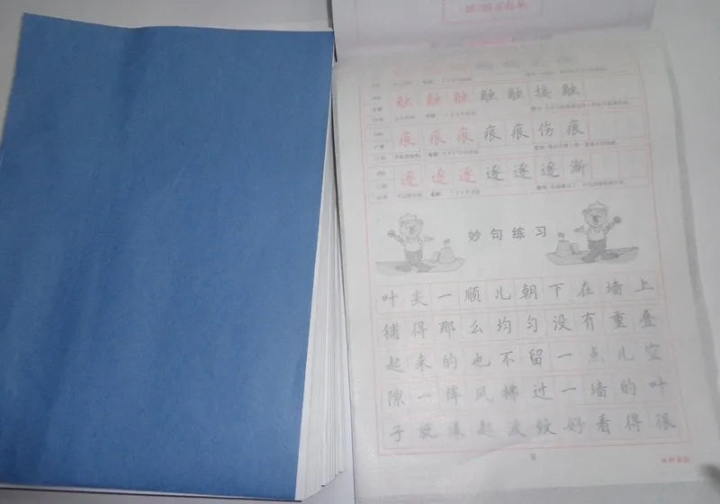 500 pieces /lot ,Thin Semi Transparent Drawing stick figures Paper Transparent Chinese characters Paper blank for copybooks