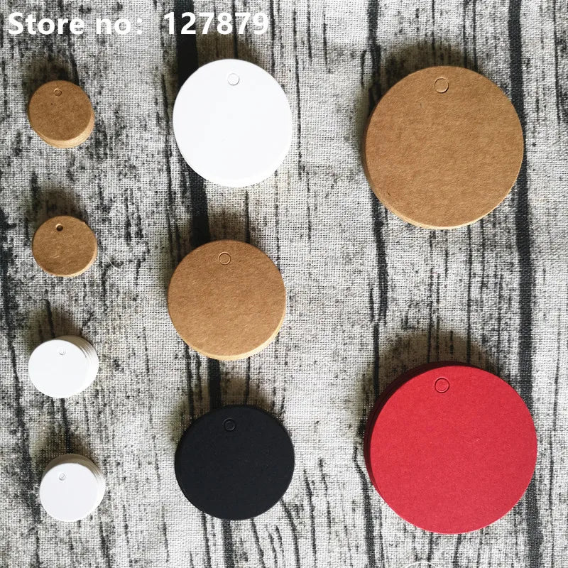 100pcs Kraft Multiple Sizes Paper Tags Round Luggage Note Wedding Invitations Cards Blank Gift Price Hang Tag Christmas Decor
