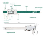 FUJIWARA Digital Display Stainless Steel Calipers 0-150mm 1/64 Fraction/MM/Inch LCD Electronic Vernier Caliper IP54 Waterproof