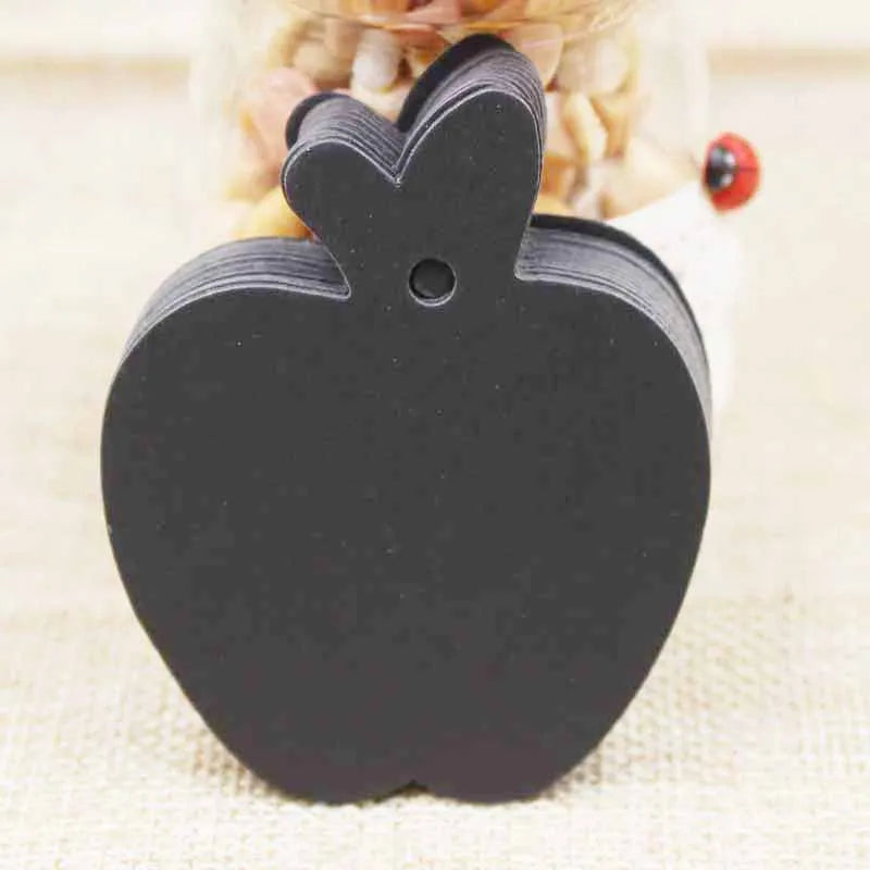 50pcs 2018 zerongE jewelry Apple Shape Clothes Kraft Paper Hang Tags white/black Wedding Party Favor Label Price Gift Cards tag