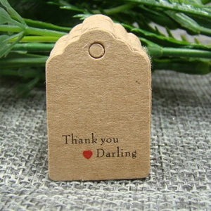various paper gift hang tag 100pcs per lot thank you kraft gift packing tag handmade with love products price tag
