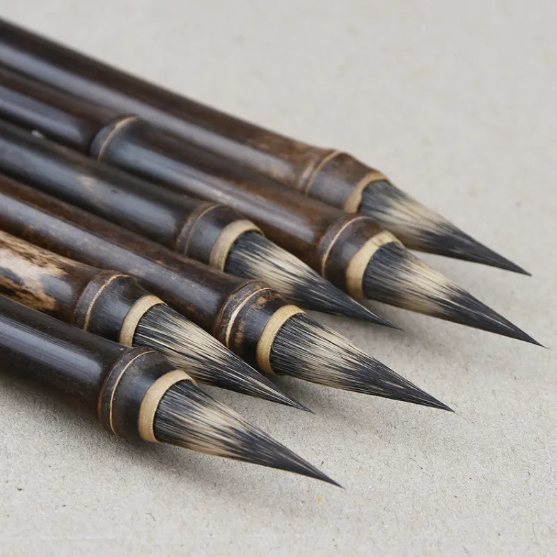 Luxurious Rabbit Mixed Hair Chinese Calligraphy Brush Pen Ancient Bamboo Small Regular Script Writing Drawing Brush Stationery