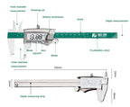 FUJIWARA Digital Display Stainless Steel Calipers 0-150mm 1/64 Fraction/MM/Inch LCD Electronic Vernier Caliper IP54 Waterproof