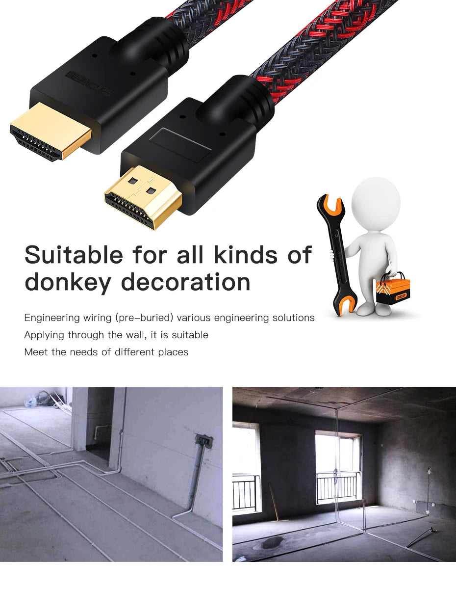 Shuliancable HDMI Cable 2.0 4K 60Hz Cable 1m 2m 3m 5m 10m 15m 20m Splitter Switcher HD TV Laptop PS4 Computer Xbox