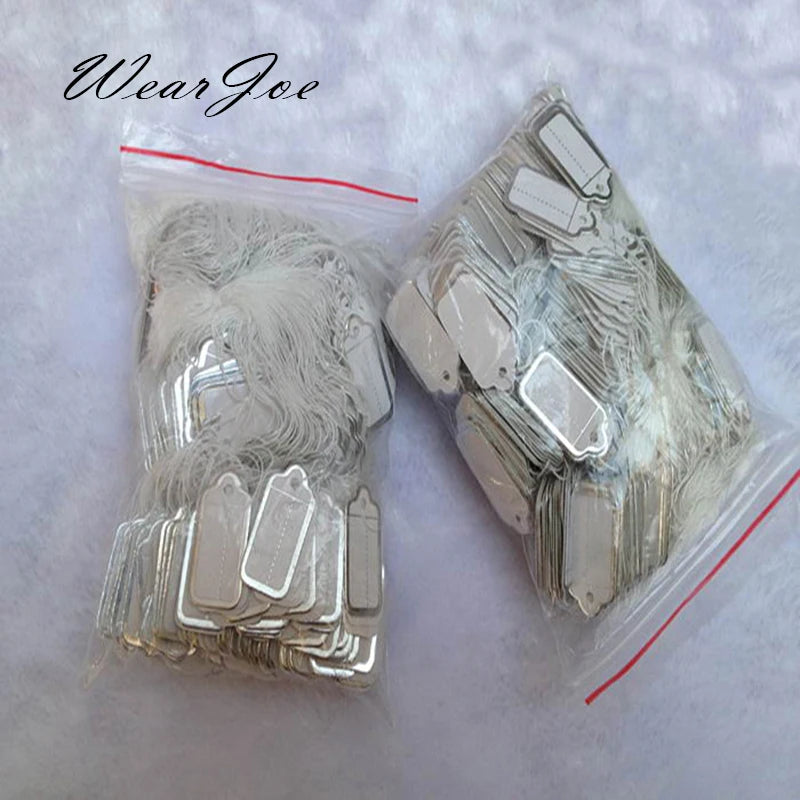 Free Shipping 100pcs Jewelry String Cord Price Tags Custom Printing Blank Label Gold Silver Display Accessories Jewellery Store