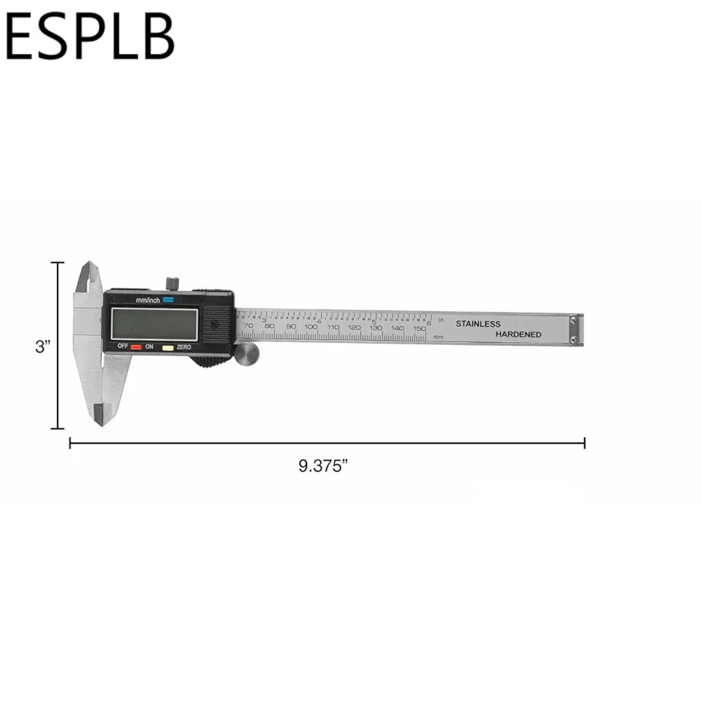 ESPLB Stainless Steel Caliper Electronic LCD Digital Vernier Scale Caliper 6 inch 6'' 150mm Measuring Tool Calipers