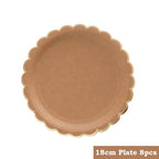 Kraft Paper Themed Party Disposable Tableware Set Paper Plates Cups Straw Napkins Party Birthday Wedding Carnival Supplies Decor