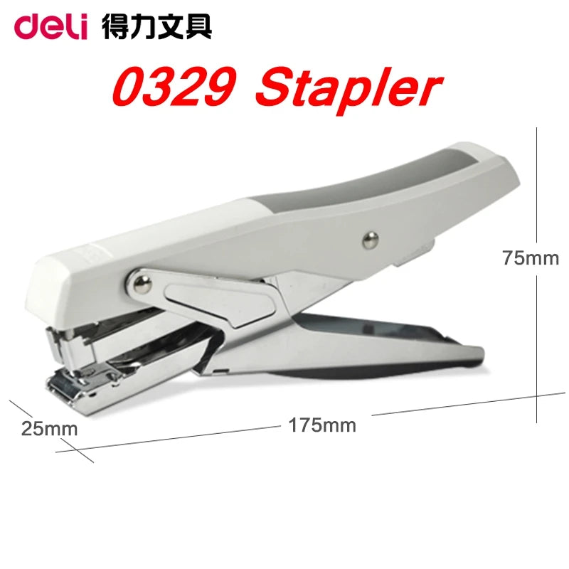 Deli 0329 Manual Plier Stapler Hand-Held Type 20 Sheets Capacity 80g Metal Effort-Saving Stapler for Office And School Supplies