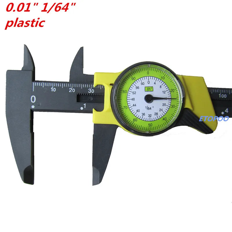 0-150MM 6inch Pure Plastic Vernier Caliper with Dial Plastic Dial Caliper Gauge Digital Caliper Micrometer Thickness Gauge