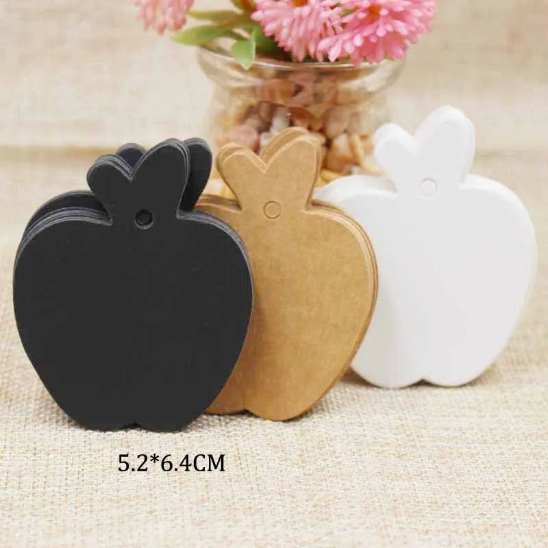 50pcs 2018 zerongE jewelry Apple Shape Clothes Kraft Paper Hang Tags white/black Wedding Party Favor Label Price Gift Cards tag