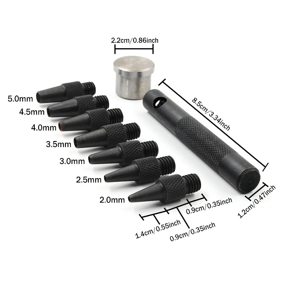 QJH Leather Hole Punch Removable Round Belt Punch Hole Screw Punch Leather Tools 2.0/2.5/3.0/3.5/4.0/4.5/5.0mm